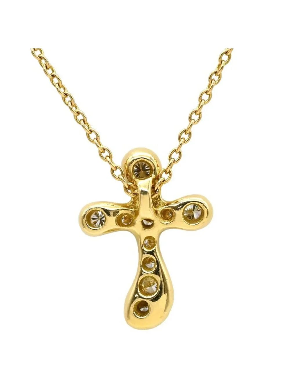 Tiffany & Co Necklace Dots Cross Diamond Yellow Gold Elsa Peretti Small